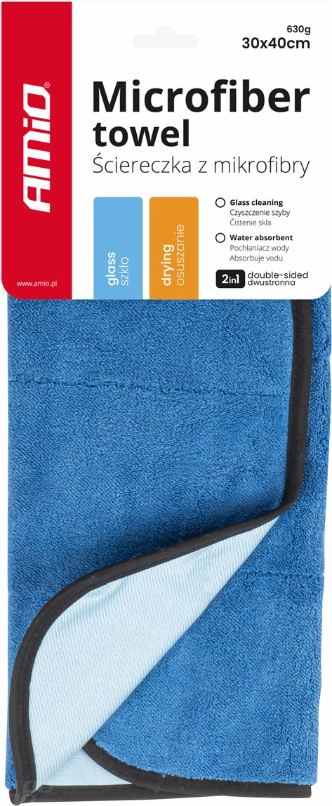 Peshqir mikrofibër 2-në-1 për tharje dhe xhama 30x40 cm