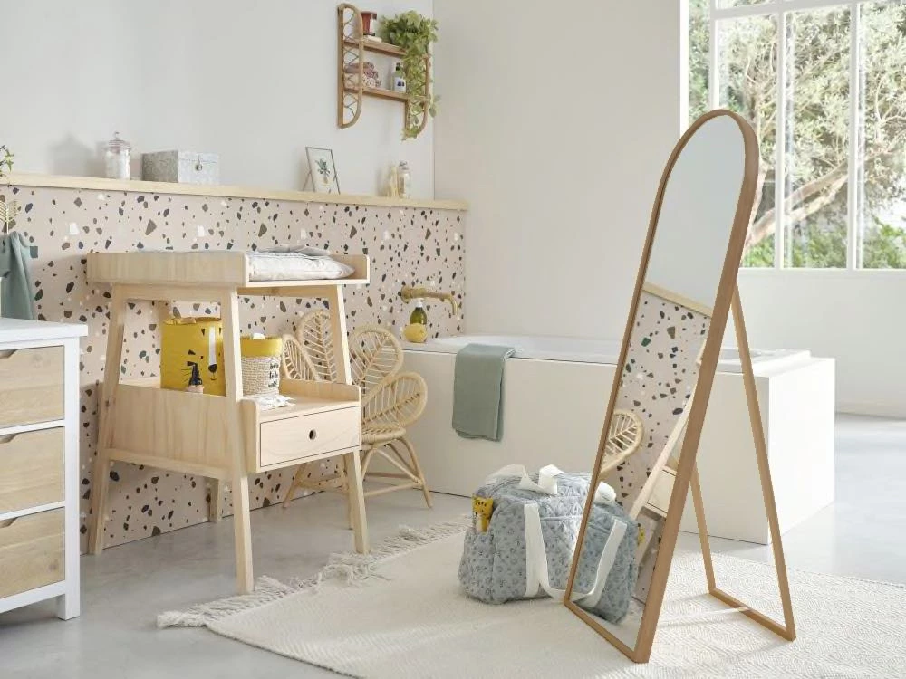 Pasqyrë qëndruese Scandi, dru natyral, 45x175cm