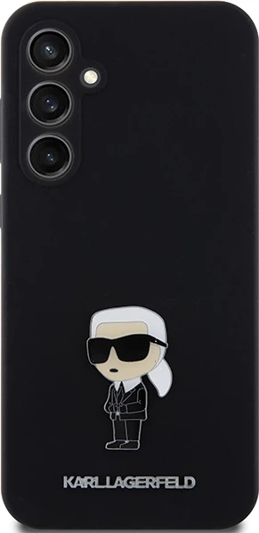Mbështjellës Karl Lagerfeld Silicone Ikonik Metal Pin për Samsung Galaxy S23 FE, i zi