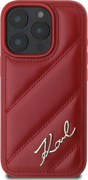 Mbështjellës Karl Lagerfeld Quilted Signature për iPhone 16 Pro, Kuq