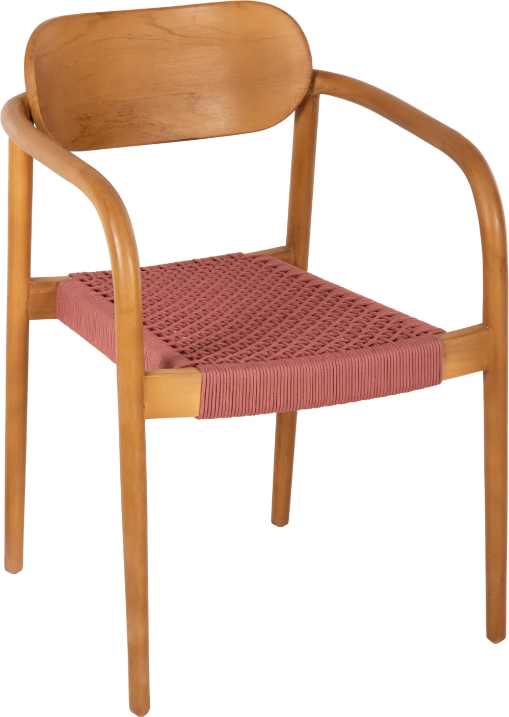 Karrige me krahë OSLO FH9636.06 dru tik natyral dhe litar rozë 55x54x80H cm