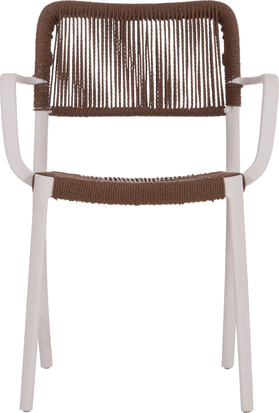 Karrige për tavolinë për terasë STRIDER, kornizë e bardhë, litar kafe, FH6391.01, 57x53x80cm, set prej 5 copash