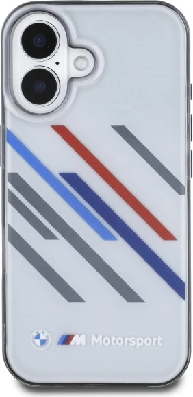 Mbështjellës BMW Motorsport IML Random Stripes për iPhone 16, Gri