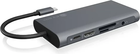 Kasë dokimi IcyBox IB-DK4040-CPD, USB Type-C, HDMI/VGA, anthracite/black