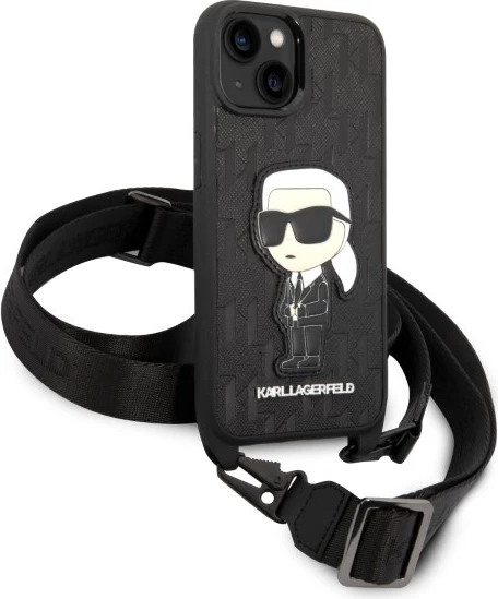 Mbështjellës Karl Lagerfeld KLHCP14MSTKMK për iPhone 14 Plus 6.7", Monogram Ikonik Patch, i zi