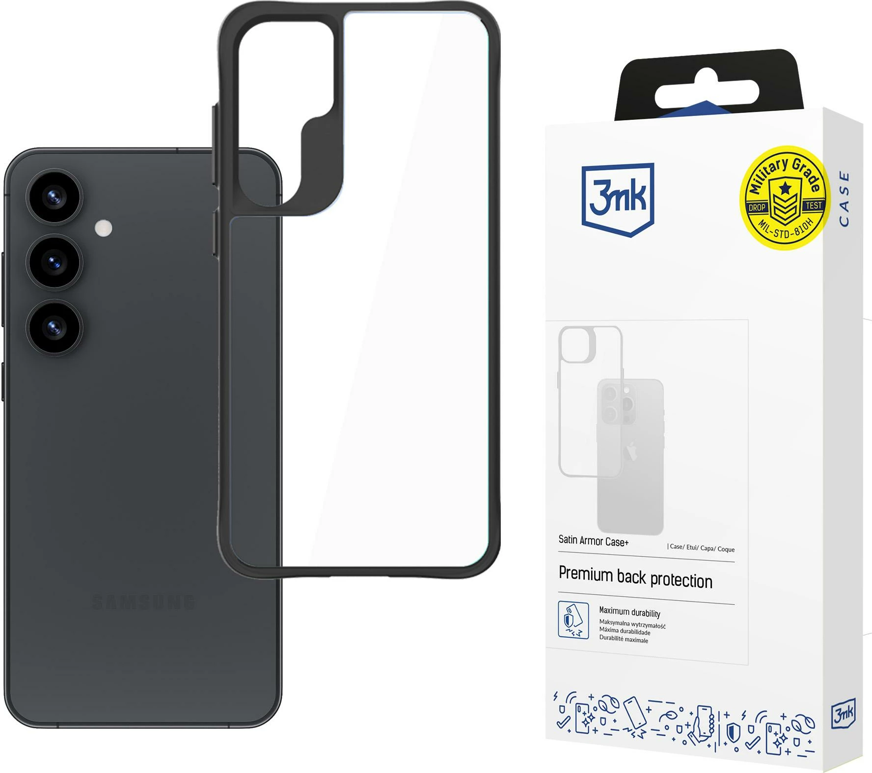 Mbështjellës 3mk Satin Armor Case+ për Samsung Galaxy S25+, transparent