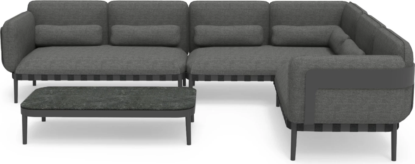 Set lounge për jashtë, 4 pjesë, PEGASUS CD6199.01, alumin, litar, material OLEFIN, ngjyrë gri e errët