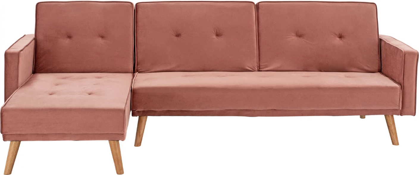 Divan qoshe i kthyeshëm TALIA FH3153.02 kadife në ngjyrë rozë e pluhurosur 267x153x85 cm