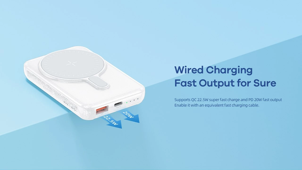 Power Bank Magnetik Remax RPP-85 22.5W, 10000 mAh, e bardhë