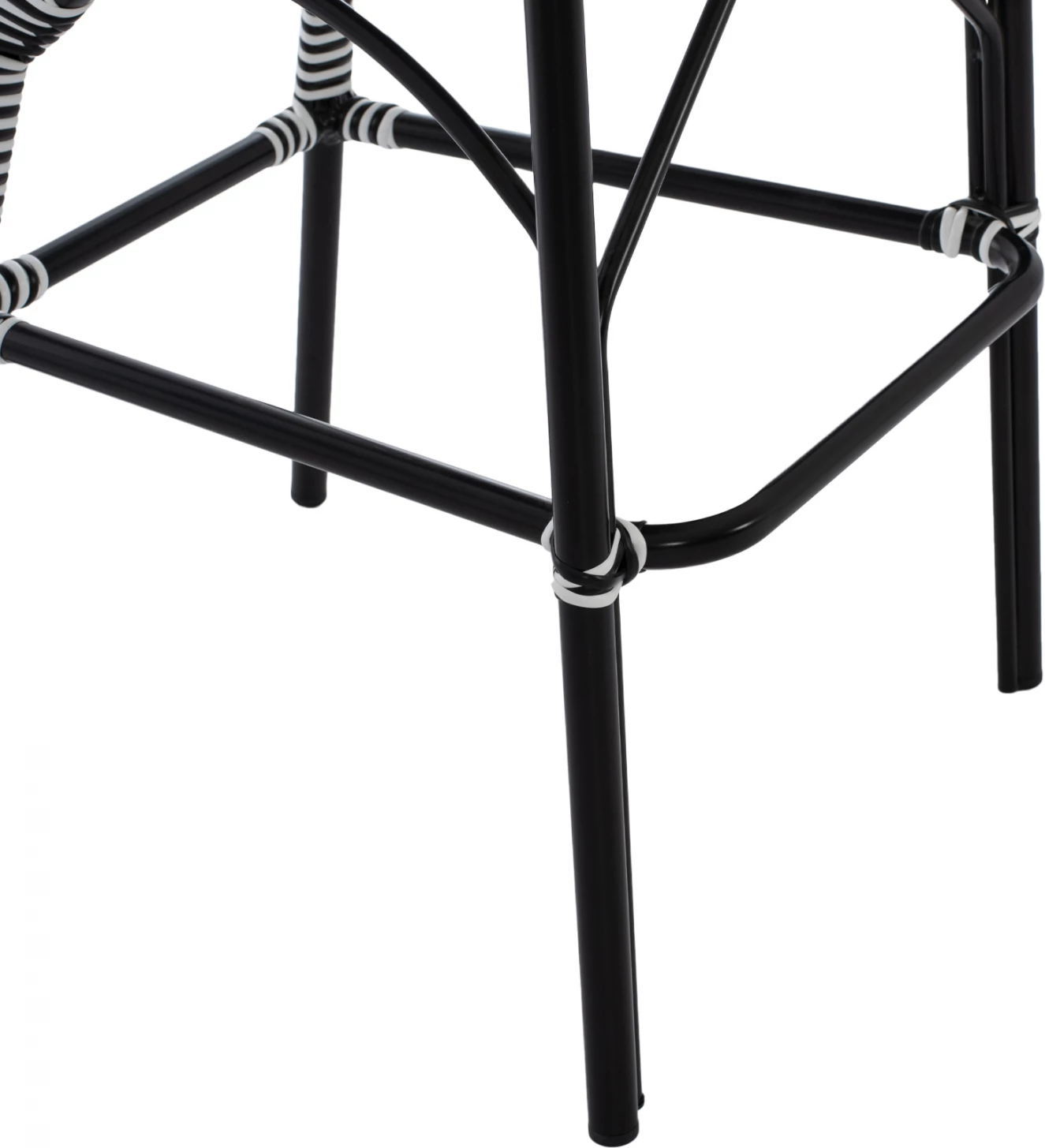 Karrige për bar alumini, pamje bambuje, me thurje, ngjyrë zezë dhe bardhë, FH5794.02, 56x60x126 cm