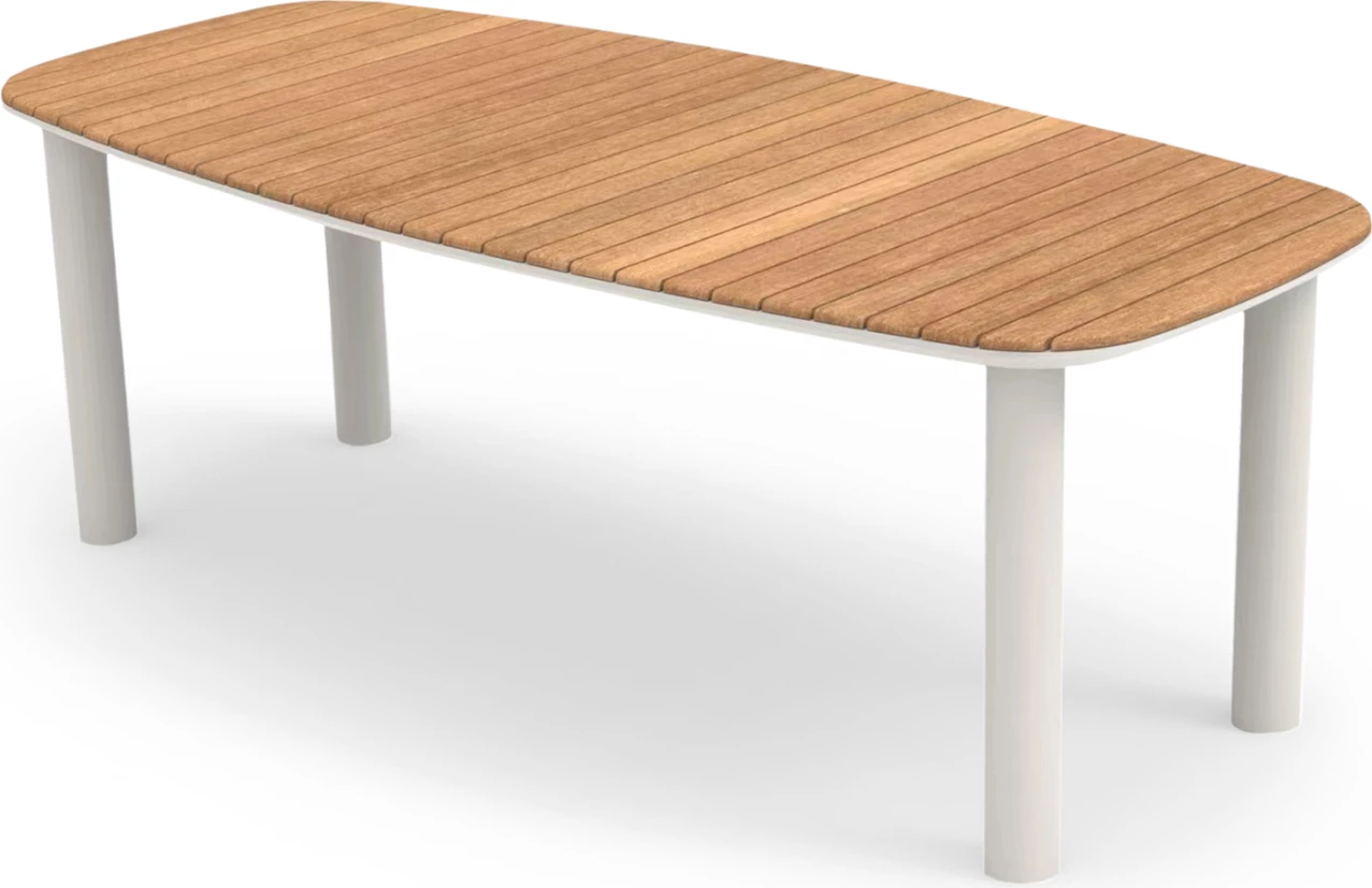 Tavolinë ngrënieje EUTOPIA, alumin krem, dru tik, 220x100x75cm