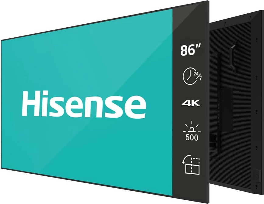 Ekran i madh Hisense 86 inç, 4K UHD, IPS, Digital Signage, 24/7, 500 nit