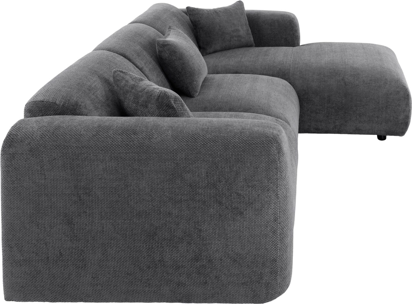 Divan qoshe BRICKEN FH3275.04R, pëlhurë antracit, 110-282x98-160x72H cm