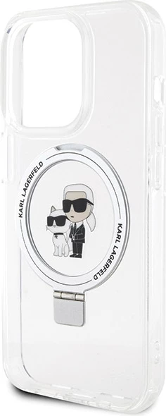 Mbështjellës Karl Lagerfeld Ring Stand Karl&Choupette MagSafe për iPhone 13 Pro Max, Bardhë