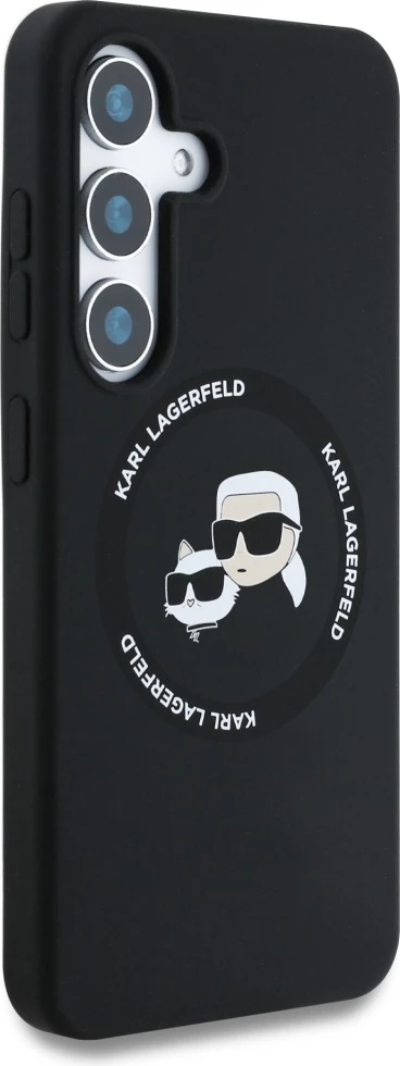 Mbështjellës Karl Lagerfeld Silicone Double Heads And Circle MagSafe për Samsung Galaxy S25 Plus, i zi