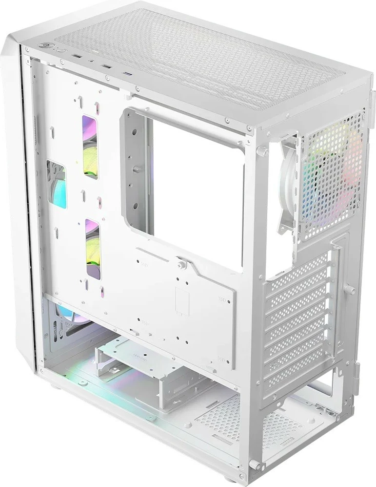 Kasë PC Logic Concept Portos ARGB Midi Tower, ATX/Micro ATX, x4 ARGB, panel anësor xham i kalitur, USB 3.0, White