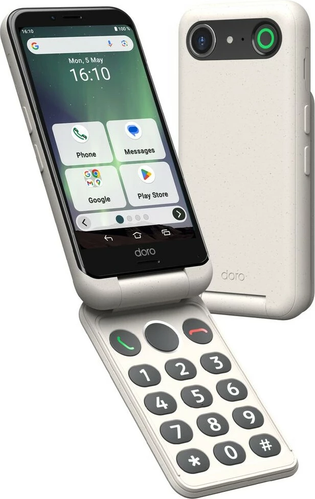 Celular Doro Aurora A20, butona të mëdhenj, i bardhë