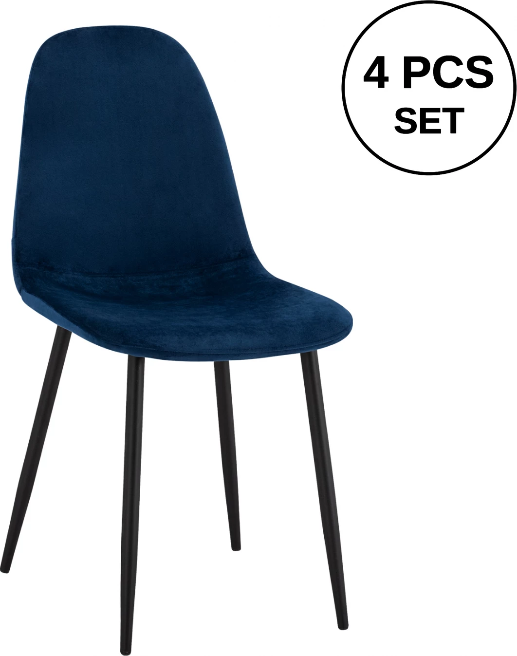 Karrige Leonardo Velvet Blu me Këmbë Metalike FH00100.08 43x54x88 cm., set prej 4 copë