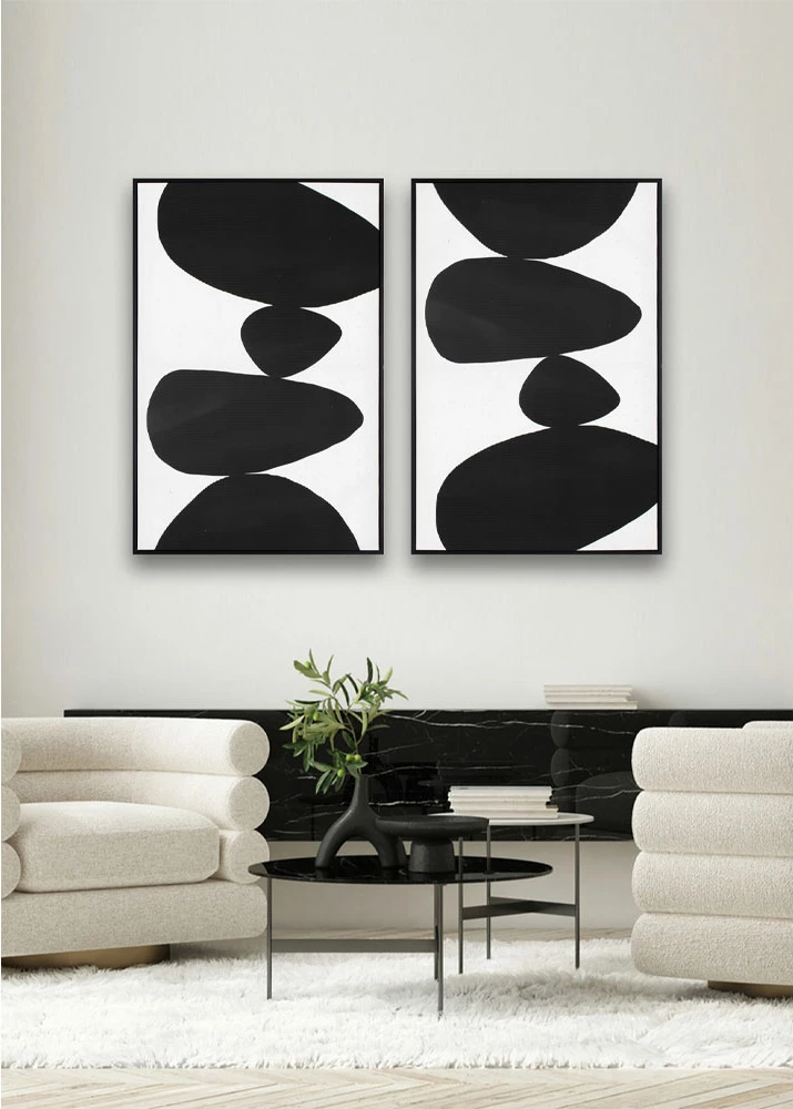 Pikturë dekorative Trembling Stone, kanavacë, kornizë druri e zezë, 60x90x4 cm