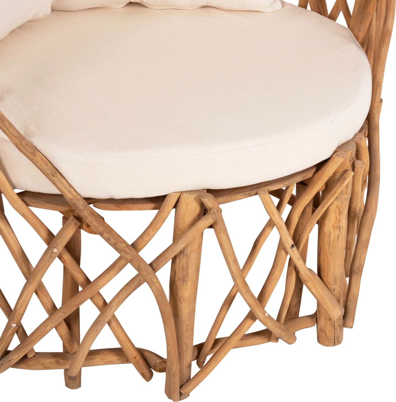 Fotelje KAAN FH5994 degë TEAK, jastëk të bardhë, 95x89x80H cm.