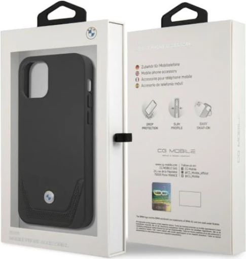 Mbështjellës BMW BMHCP12MRSWPK për iPhone 12/12 Pro, hardcase, lëkurë, e zezë