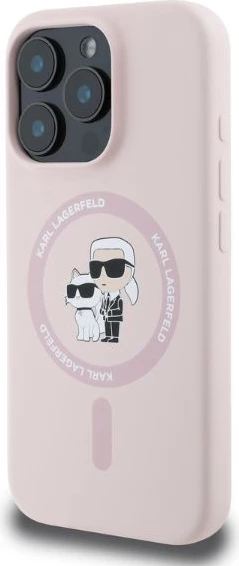Mbështjellës, Karl Lagerfeld, Silicone Karl & Choupette Heads MagSafe, për iPhone 16 Pro Max 6.9", MagSafe, rozë