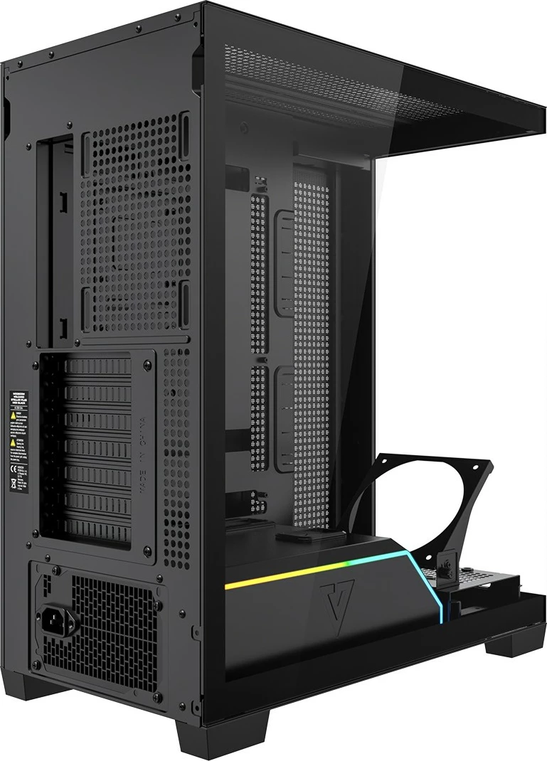 Kasë MODECOM VOLCANO STELLAR PLUS MIDI Tower, ATX/mATX/ITX, xham i temperuar, ARGB, pa ventilatorë, USB-C, e zezë