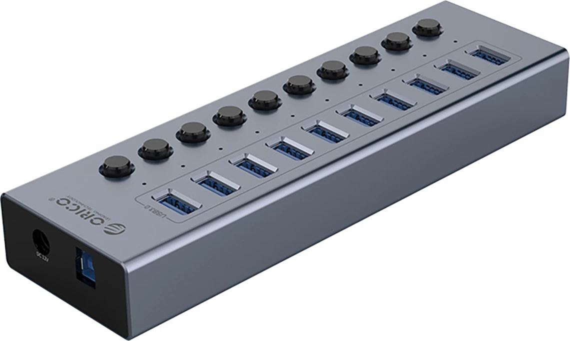 Kasë Orico BT2U3-10AB, 10x USB-A 3.0 me çelësa, Gri