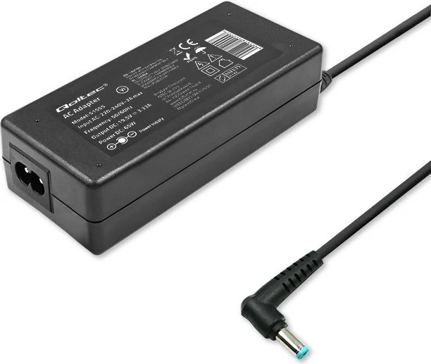 Adapter rryme për laptop Qoltec 51555, 65W, 19.5V, 3.33A, 4.5x3.0 mm, i zi