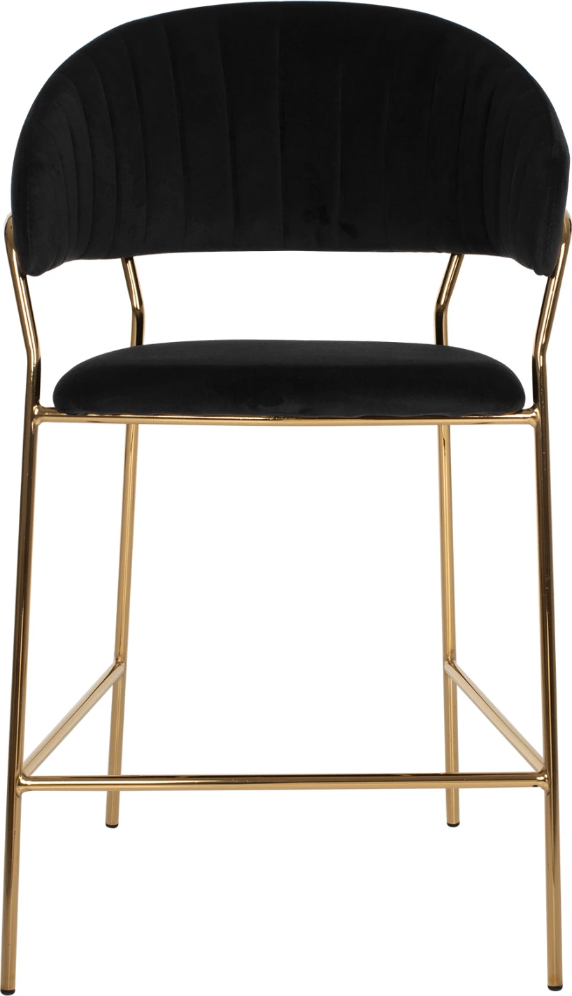 Karrige për bar THEODORE, FH8734.04, kadife e zezë, kornizë metali e artë, 60x55x100H cm., set prej 2 copë