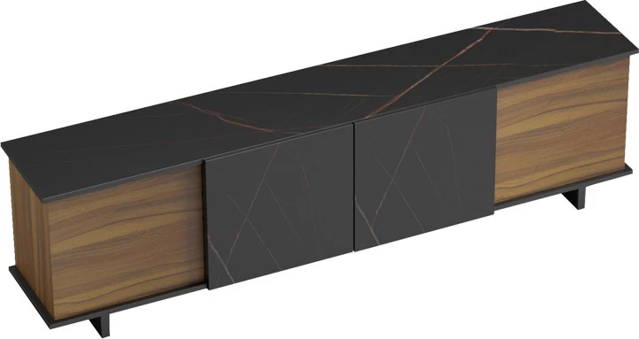 Bufe Zafore, ngjyrë arre, mermer i zi, 180x33x50cm