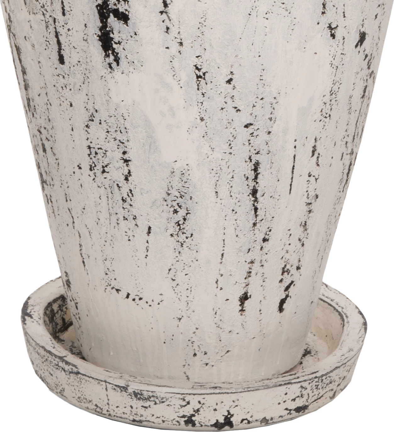 Vazo dekorative për dysheme me bazë pjatë LAUREL FH7927 terrakotë në patinë të bardhë Φ55x120Hcm