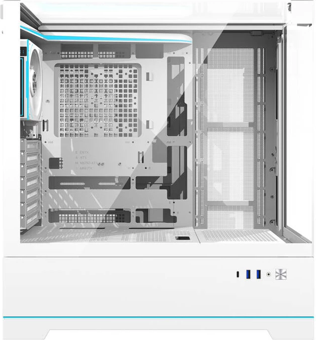 Kasë Darkflash DY450 PRO, Big Tower, me xham të temperuar, 1 ventilator, e bardhë