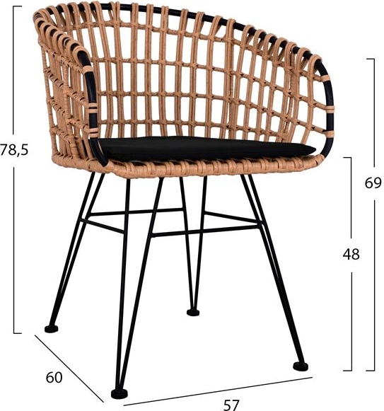 Set 4 pjesë Tavolinë me stol & 2 karrige me krahë Allegra Wicker Beige FH10600