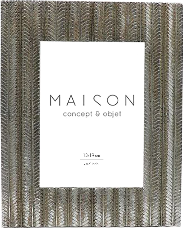 Kornizë Fishbone për foto, ngjyrë argjendi antike, 19x2x23 cm