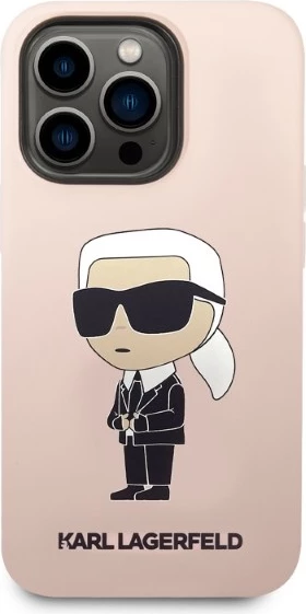 Mbështjellës Karl Lagerfeld Silicone Ikonik MagSafe për iPhone 14 Pro, rozë