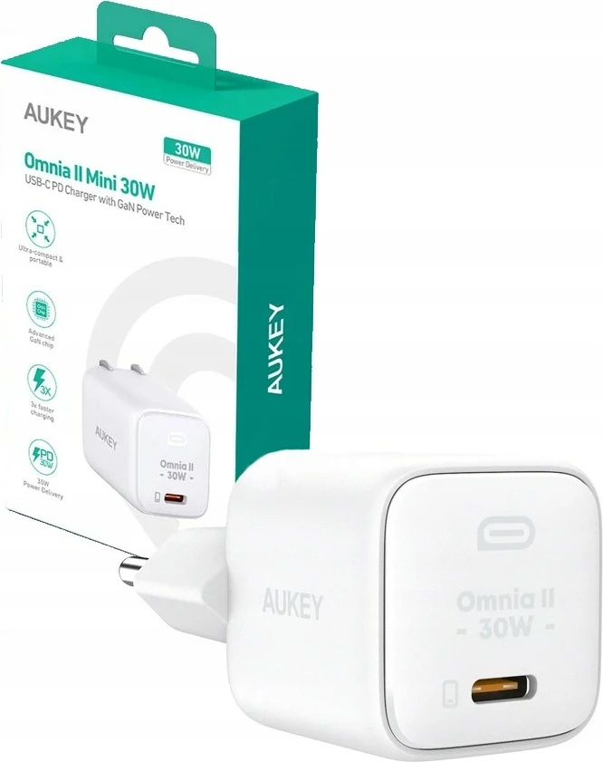 Karikues muri AUKEY Omnia II Mini PA-B1L, 30W, 1x USB-C, Bardhë