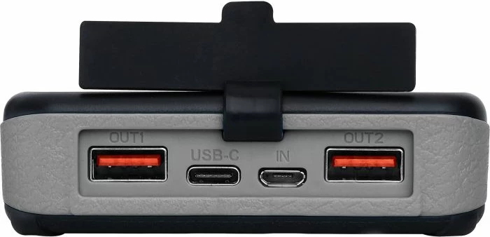 Powerbank solar SANDBERG 420-73 20000 mAh 6 panele USB-C PD 20W IPX4, e zezë, set me karabinë + kabllo USB-C