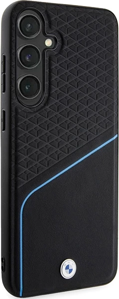 Mbështjellës BMW Signature Leather Textured & Line MagSafe për Samsung Galaxy S24, i zi