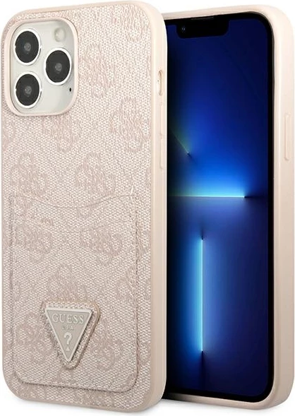 Mbështjellës Guess 4G Triangle Logo Cardslot për iPhone 13/13 Pro, Rozë
