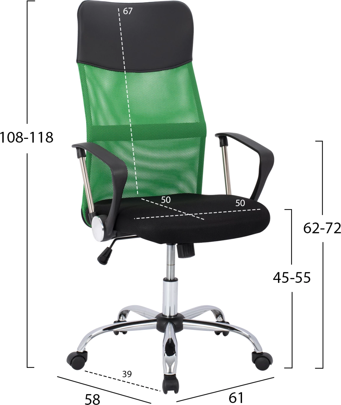 Karrige për zyre CABLE FH1000.03, e gjelbër/e zezë