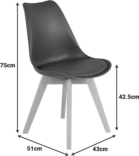 Karrige Gaston, ngjyrë kafe, këmbë druri natyrale, 43x51x75cm, set prej 4 copësh