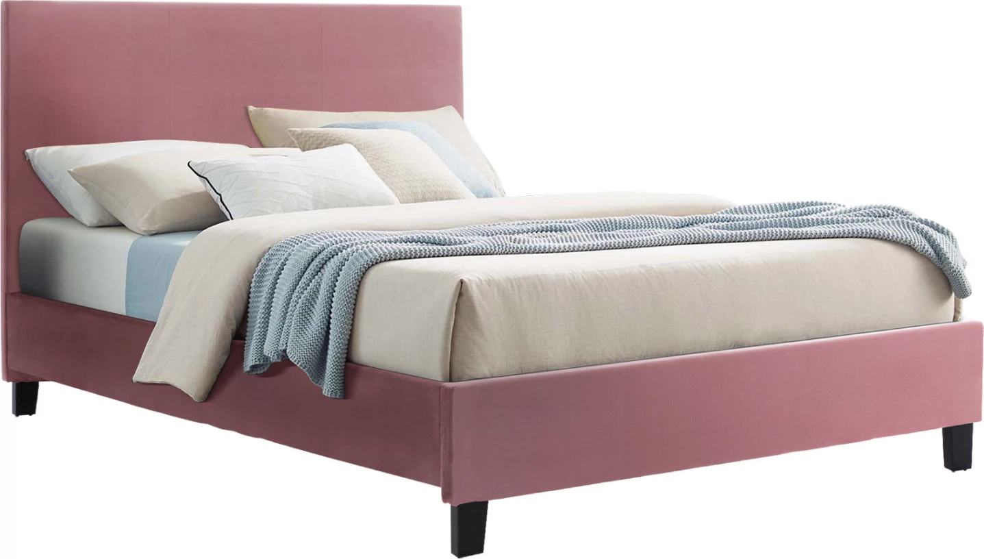 Krevat kadife rozë e pluhurosur FH553.12 për dyshek 150x200 cm