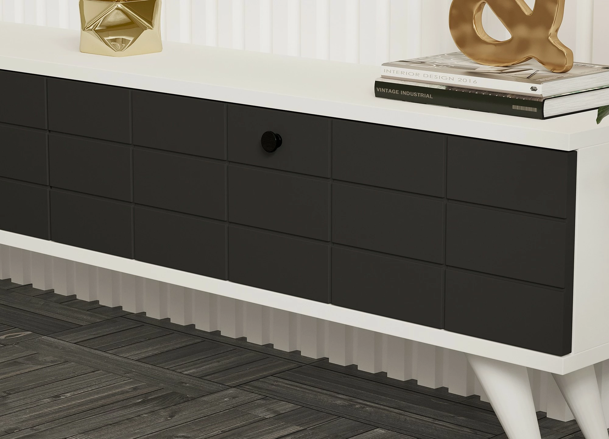 Komodë TV Hanah Home, ngjyrë alberi-antracit, e bardhë