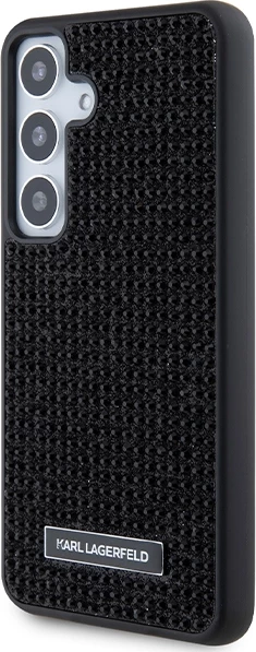 Mbështjellës Karl Lagerfeld Rhinestone Metal Logo për Samsung Galaxy S24, i zi