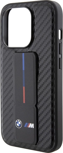 Mbështjellës BMW Grip Stand Smooth & Carbon për iPhone 15 Pro, i zi