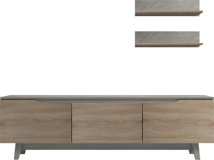 Set Kasia për dhomë dite, nuanca mermeri bezhë-sonoma, 180x35x48.5cm