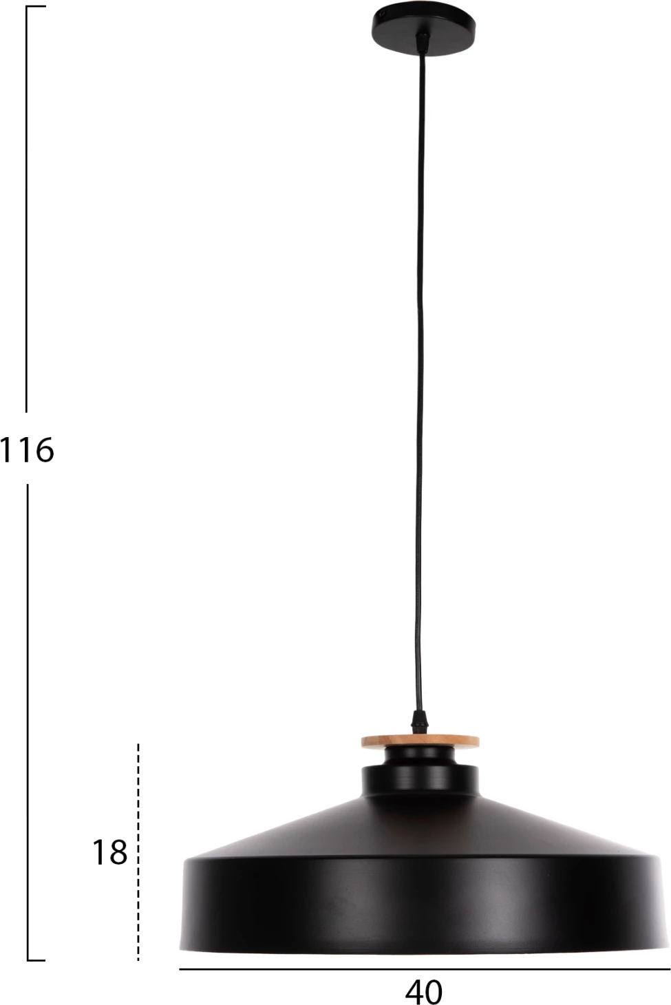 Llambë varëse tavani FH4159.01 metalike e zezë Φ40x116Hcm