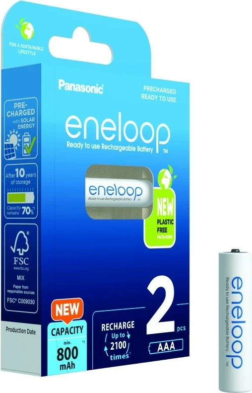 Bateri të rikarikueshme Panasonic Eneloop AAA 800 mAh, 2 copë