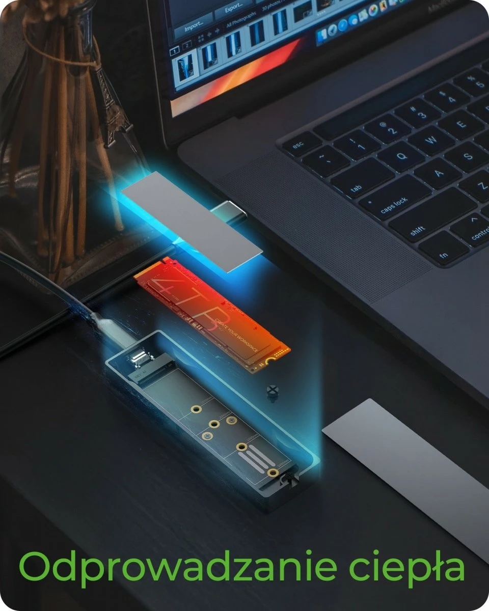 Kuti e jashtme SSD M.2 IcyBox IB-1826MCL-CU31 NVMe & SATA USB 3.2 Gen 2 10 Gbps RGB gri